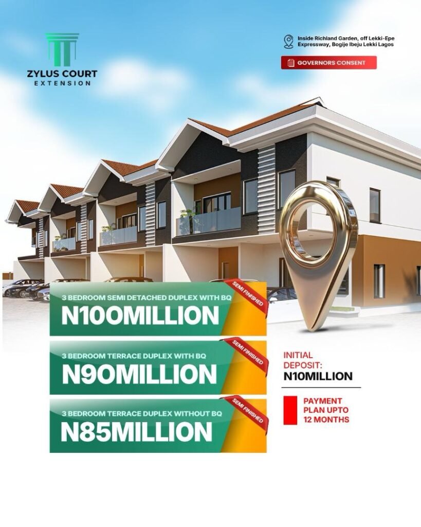 3 Bedroom Terrace Duplex with BQ – Zylus Court Extension