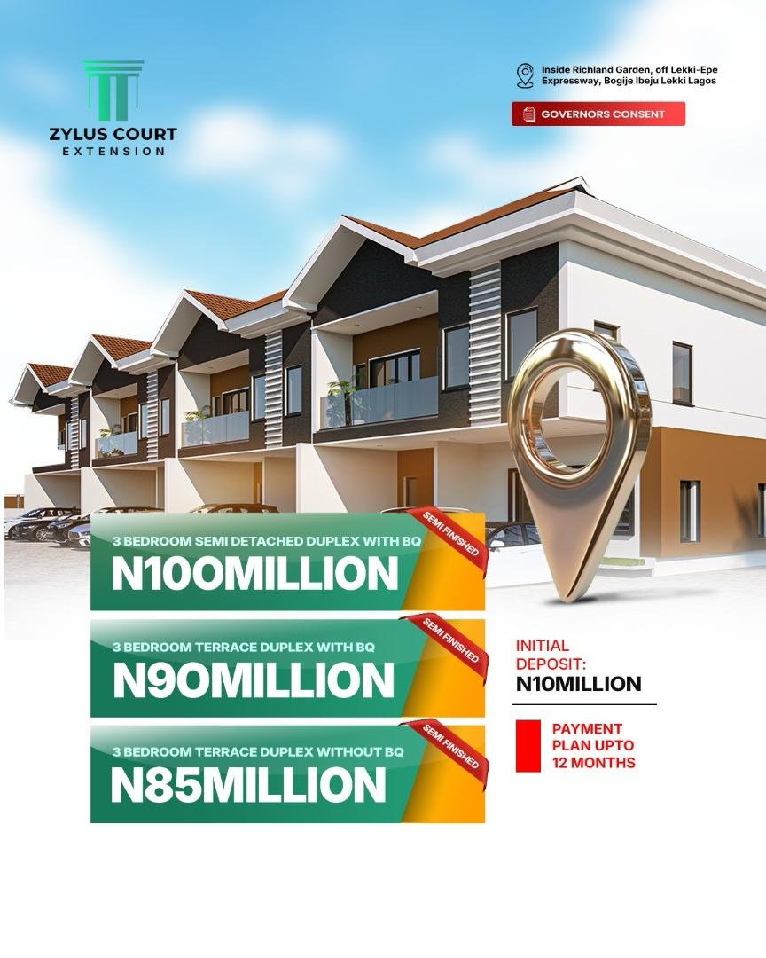 3 Bedroom Terrace Duplex with BQ – Zylus Court Extension